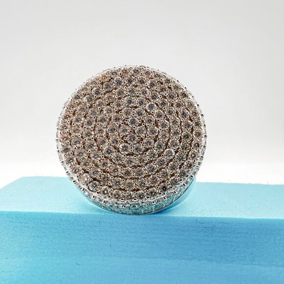 925 Sterling Sliver Moissanite Designer Circle Elevated Ring, 3.77ctw VVS Stones - Picture 4 of 7